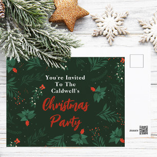 Carte Postale Soirée de Noël Vert Mistletoe Custom