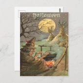 Carte Postale Soirée de Pleine lune de la sorcière Cauldron (Devant / Derrière)