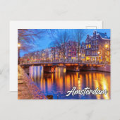 Carte Postale Soirée Début À Amsterdam, Pays-Bas (Devant / Derrière)