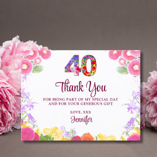 Carte Postale Soirée florale 40e anniversaire / 40 Merci