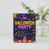 Carte Postale Soirée Halloween Chapeau de Sorcière (Debout devant)