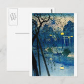 Carte Postale Soirée japonaise vintage en bleu (Devant / Derrière)