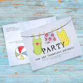 Carte Postale Soirée Piscine en maillot coloré