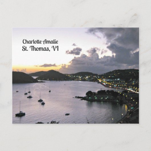 Carte Postale Soirée sur Charlotte Amalie, St. Thomas VI (Devant)