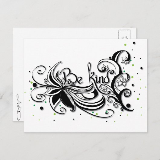 Carte Postale SOIS GENTIL ! Citation calligraphie inspirante (Devant / Derrière)