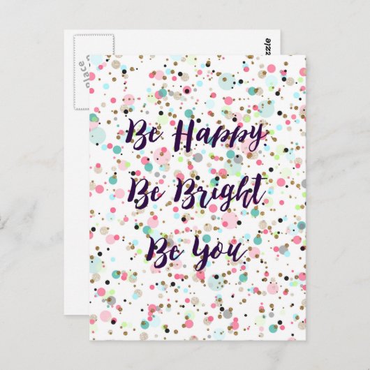 Carte Postale "Sois Heureux ! Sois Lumineux ! Sois Toi." citatio (Devant / Derrière)