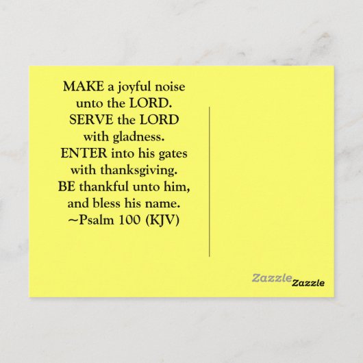 Carte Postale Sois reconnaissant envers Lui Psaume 100 (Dos)