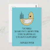 Carte Postale Sois toi-même Emerson Citation & Bird (Devant / Derrière)