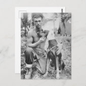 Carte Postale Soldat et chien (Devant / Derrière)