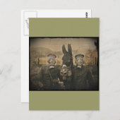 Carte Postale Soldats Masques d'âne et de gaz (Devant / Derrière)