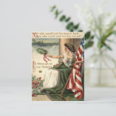 Carte Postale Soldats Roses de la dame Liberté du drapeau améric (Debout devant)