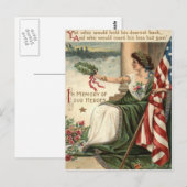 Carte Postale Soldats Roses de la dame Liberté du drapeau améric (Devant / Derrière)