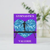 Carte Postale Solde de gymnastique poutre violet Turquoise (Debout devant)