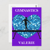 Carte Postale Solde de gymnastique poutre violet Turquoise (Devant / Derrière)