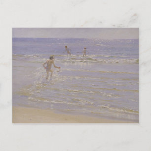 Carte Postale Soleil à Skagen : garçons nageant, 1892