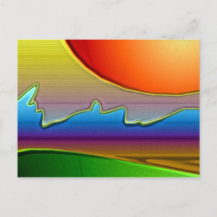 Carte Postale Soleil Abstrait sur l'art des vagues