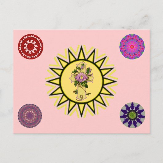 Carte Postale Soleil avec croix (Devant)