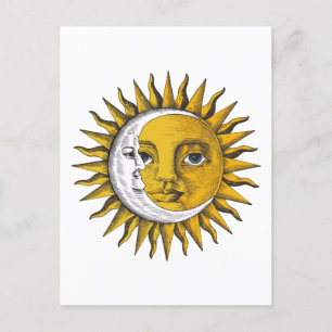 Carte Postale Soleil céleste et écorce photo de la lune