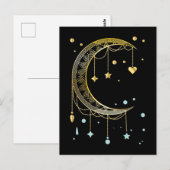 Carte Postale Soleil croissant Spiritualité Lune Kawaii (Devant / Derrière)