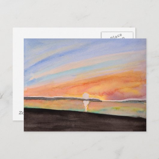 Carte Postale Soleil de l'aquarelle vive (Devant / Derrière)