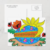 Carte Postale Soleil de printemps et Pysanka (Devant / Derrière)