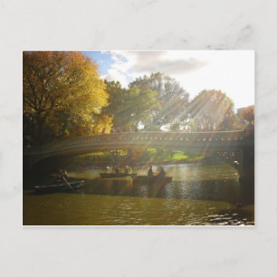 Carte Postale Soleil et bateaux, pont Bow, Central Park