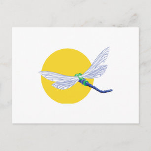 Carte Postale soleil et libellule dessin