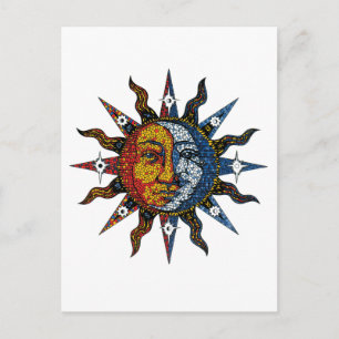 Carte Postale Soleil et lune de mosaïque céleste