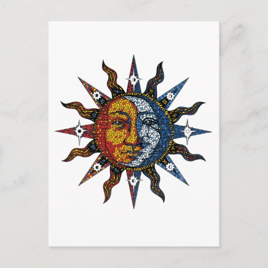 Carte Postale Soleil et lune de mosaïque céleste (Devant)