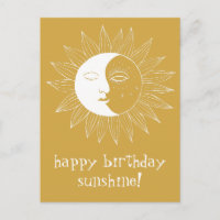 Soleil et Lune Joyeux Anniversaire PERSONNALISÉ Or