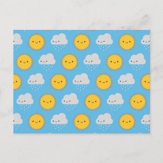 Carte Postale Soleil et pluie Kawaii