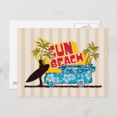 Carte Postale Soleil et Surf rétro (Devant / Derrière)