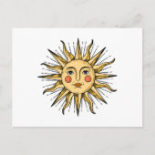 Carte Postale Soleil jaune avec un visage (Devant)