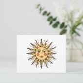 Carte Postale Soleil jaune avec un visage (Debout devant)