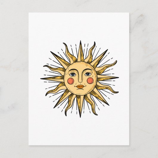 Carte Postale Soleil jaune avec visage (Devant)