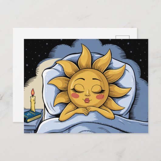 Carte Postale soleil lunaire dans le lit (Devant / Derrière)