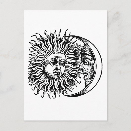 Carte Postale Soleil médiéval et lune (Devant)