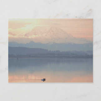 Carte Postale soleil nager lac washington avec Mt Rainier