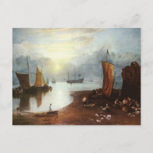 Carte Postale Soleil se levant à travers la vapeur Pêcheurs, J.M