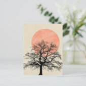 Carte Postale Soleil Silhouette de l'arbre d'hiver (Debout devant)
