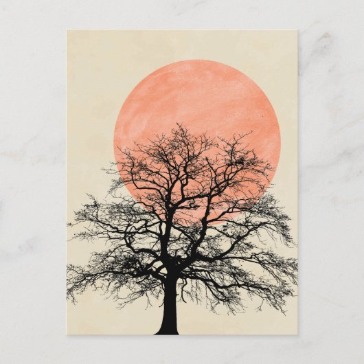 Carte Postale Soleil Silhouette de l'arbre d'hiver (Devant)