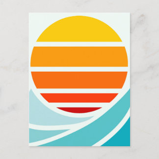 Carte Postale Soleil sur les vagues océaniques, moderne