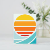 Carte Postale Soleil sur les vagues océaniques, moderne (Debout devant)