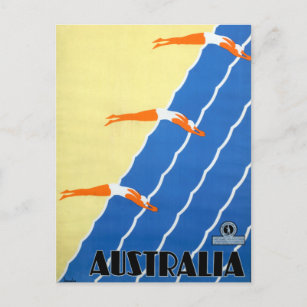 Carte Postale Soleil vintage et Surf en Australie Voyage