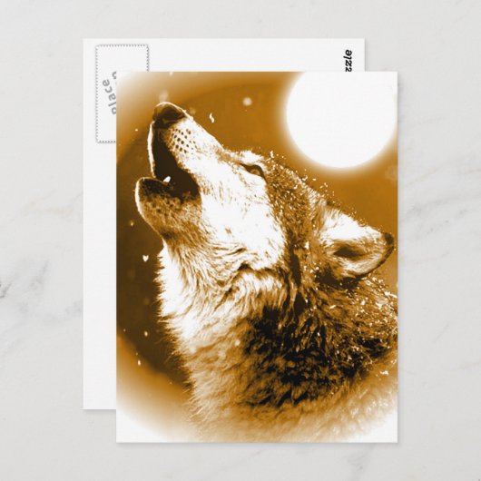 Carte Postale Solely Wolf Howling at Moon (Devant / Derrière)