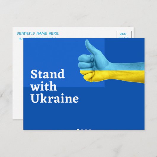 CARTE POSTALE SOLIDARITÉ AVEC L'UKRAINE (Devant / Derrière)