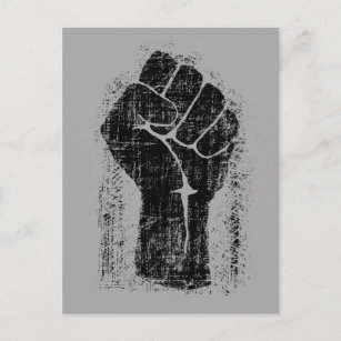 Carte Postale Solidarité Poing Grunge Style Distressed