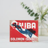 Carte Postale Solomon Îles Scuba plongeur - Blue Retro (Debout devant)