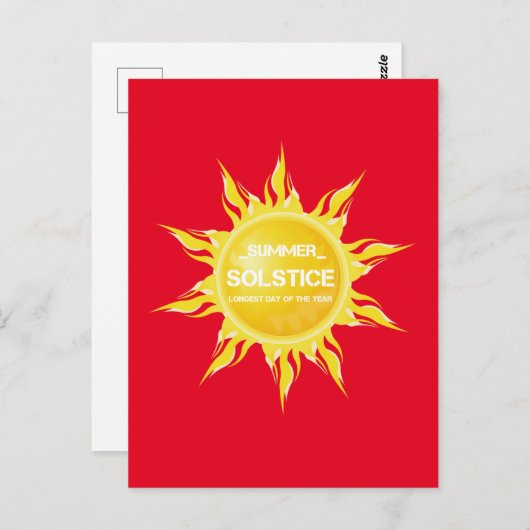 Carte Postale Solstice d'été rouge le plus long jour de l'année (Devant / Derrière)
