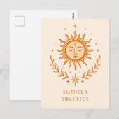 Carte Postale Solstice d'été Visage céleste du soleil Art botani (Devant / Derrière)